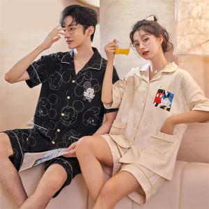【ペア販売】ディズニー ミッキーマウス ミッキーちゃん ペアパジャマ ペアルック 高級感 可愛い カップル ルームウェア 半袖 おしゃれ 