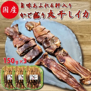 おつまみ スルメイカ 干しいか かご盛り 丸干しイカ 肝入り 150g×3 するめいか 肝 イカ いか 酒の肴 酒 魚 飯 イカ つまみ 日本酒 焼酎 