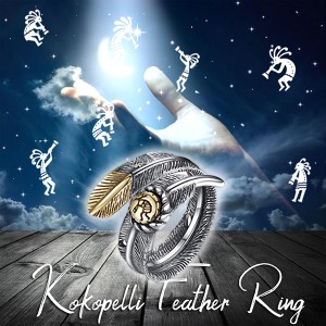 金運幸運を呼ぶ黄金の羽【ココペリフェザーリング（Kokopelli Feather Ring）】開運グッズ 金運グッズ 開運アイテム