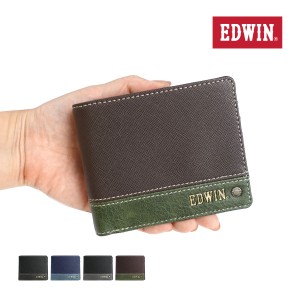 エドウイン EDWIN 22269257 財布 サイフ 二つ折財布 メンズ レディース 合成皮革 カード収納 プレゼント ブラック ネイビー グレー ダー