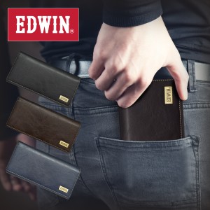 エドウイン EDWIN 22269260 財布 サイフ 長財布 メンズ レディース ホワイトステッチ カード収納 プレゼント ブラック ネイビー ダークブ