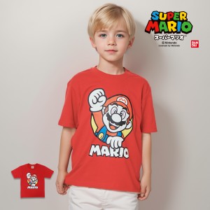 スーパーマリオ 22823715 子供服 キッズ Tシャツ KIDS マリオ フェイス レッド 赤 半袖 男の子 女の子