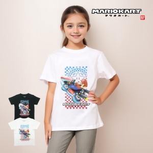 マリオカート 22843061 子供服 キッズ マリオ Tシャツ ジュニア 半袖 グッズ ホワイト ブラック 120 130 140 150 160