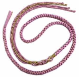 帯締め 帯〆 パール飾り付 正絹 薄紫金 振袖 成人式 着物 先割れ 2色使い