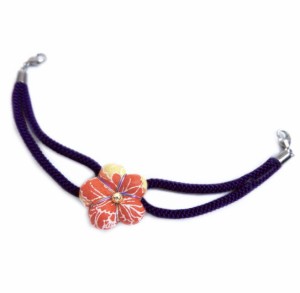 羽織紐 はおりひも 女性用 マグネット 正絹 日本製 和柄花濃紫ひも 和装 着物 レディース