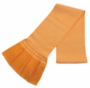 帯揚げ 帯上げ 鹿の子織 金糸入り オレンジ 振袖用 成人式 着物 橙色