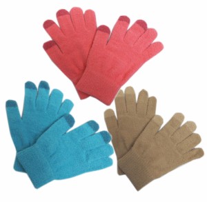 手袋 暖か 3点セット コーラル モカ 水色 女性用 レディース キッズ 子供用