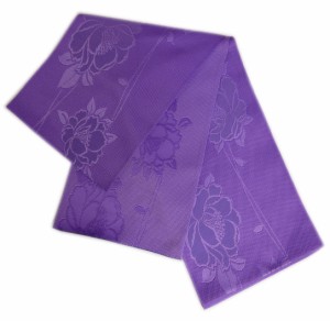 半巾帯 半幅帯 紫色地牡丹花びら 日本製 浴衣 ゆかた 卒業式 袴下帯 はかま ハカマ 女性用