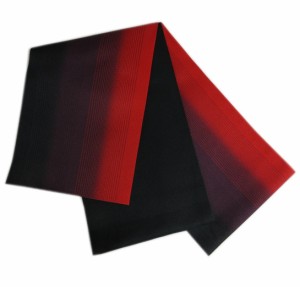 半巾帯 半幅帯 グラデーション 三段ぼかしライン 黒赤 日本製 リバーシブル 浴衣 ゆかた 卒業式 袴下帯 黒色 赤色