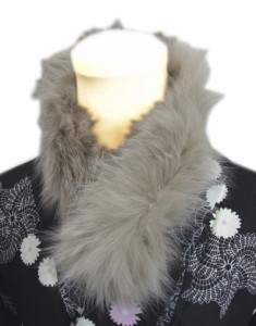 マフラー 襟巻き フォックス ＦＯＸ グレー 暖か 和装 着物 洋服 女性用 レディース 衿巻き