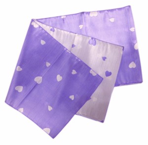 兵児帯 へこ帯 女性用 紫色地ハート 日本製 浴衣 ゆかた レディース
