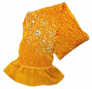 帯揚げ 帯上げ 総絞り 辻が花絞り 橙色 正絹 振袖 成人式 着物 きもの 帯あげ しぼり 振袖用 シルク オレンジ黄色