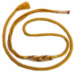 帯締め 帯〆 パール飾り付 正絹 金茶色金 振袖 成人式 着物 先割れ 2色使い 振袖用 金色