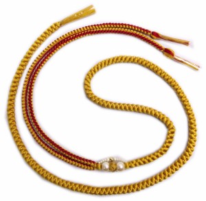 帯締め 帯〆 パール飾り付 正絹 金茶色金 振袖 成人式 着物 先割れ 振袖用 黄色