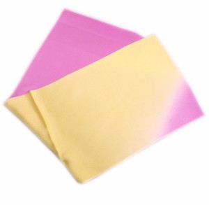 【訳有り 少難あり】 帯揚げ 帯上げ 正絹 染め分け 薄黄色薄紫色 日本製 振袖 成人式 着物