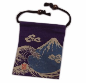 小平巾着 小物入れ 和柄 日本製 紫色地富士山 男性 女性用 開運亭 着物 和装 浴衣