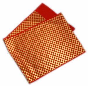 帯揚げ 帯上げ 正絹 市松柄 赤金 日本製 振袖 成人式 着物