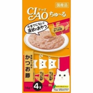 CIAO チャオちゅ~る【宗田かつお&鰹節】(14g×4本) 猫用 ごはん 緑茶成分配合 ペースト 液状 スティック ちゅーる