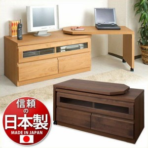 テレビ台 TV台 コーナー 幅107〜166cm 木製 ブラウン/ナチュラル 日本製 天然木 完成品 ローボード 回転 伸縮テレビ台 おしゃれ TVボード