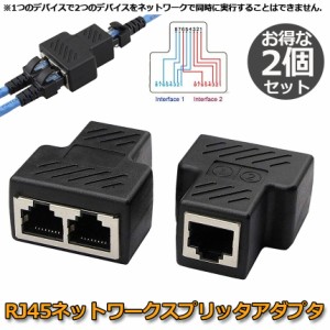 LANケーブル延長コネクタ ２分岐 RJ45 延長コネクタ インタネット通信コネクタ　お得な2個セット