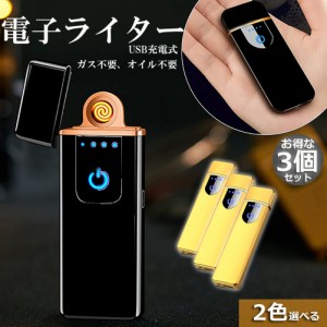 電子ライター 3個セット usb ライター 電子ターボライター 小型 充電式ガス オイル不要 防風 軽量 薄型  キャンプ バーベキュー 登山 プ