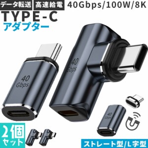 USB4.0 Type C アダプター マグネット 2種類 2個セット ストレート L字 L型 オス メス 左右 90° PD 100W/5A 急速充電 40Gbps高速データ