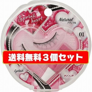 コージー本舗 スプリングハート アイラッシュ 01 ナチュラル 1ペア 専用接着剤入り×3個セット「メール便送料無料(A)」