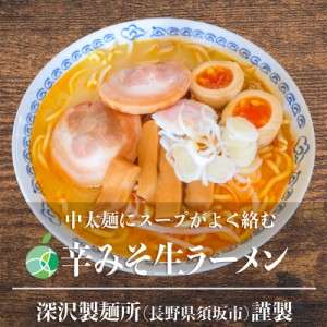 送料無料　長野県・須坂の辛みそラーメン　3食セット　中太麺　麺1玉約160g　コシが強くモチモチ　熟成多加水麺