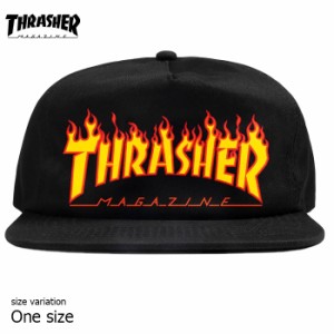 THRASHER スラッシャー キャップ 帽子 フレイム ロゴ スナップバック スケボー FLAME EMBROIDERED SNAPBACK BLACK SK8 ストリート