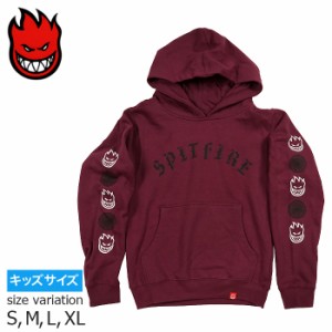 SPITFIRE OLD E COMBO YOUTH SLEEVE PULLOVER HOODE MAROON スピットファイア フーディー パーカー 長袖 ロゴ スケートボード スケボー