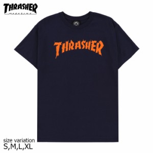 THRASHER BURN IT DOWN S/S S M L XL NAVY Tシャツ 半袖 スラッシャー ネイビー ストリート スケボー メンズ