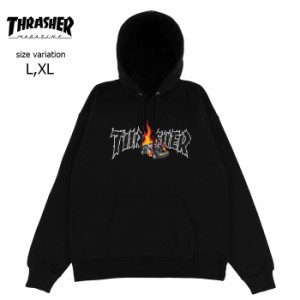 THRASHER COP CAR HOOD L XL BLACK パーカー スラッシャー フーディー プルオーバー スケボー SK8 ストリート フード メンズ