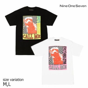 CALL ME 917 WAVY DOG TEE BLACK WHITE コールミーナインワンセブン Tシャツ 半袖 スケートボード スケボー