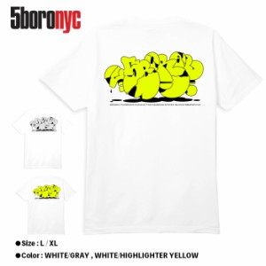 5BORO NYC ファイブボロ ニューヨーク スケボー Tシャツ 半袖 ストリート SU23 5B X SP-ONE CRACKLE TEE GRAY YELLOW アパレル スケート