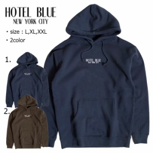 HOTEL BLUE ホテルブルー フーディーパーカー プルオーバー スケボー Embroideredn Logo Hoody NAVY BROWN ストリート スケートボード