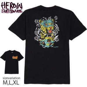 HEROIN ヘロイン Tシャツ 半袖 スケボー T-SHIRT DEAD REFLECTIONS BLACK スケートボード