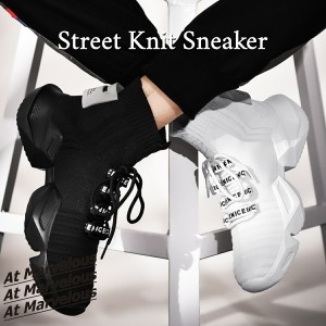 ハイカット ニット スニーカー ストリート シークレット シューズ 靴 韓国ファッション メンズ かっこいい おしゃれ ストリート系 厚底 