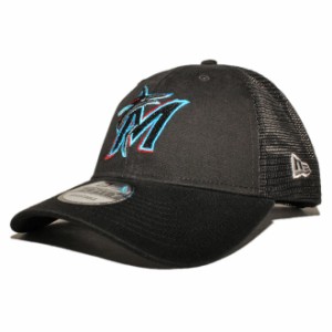 ニューエラ メッシュキャップ スナップバック 帽子 NEW ERA 9forty メンズ レディース MLB マイアミ マーリンズ フリーサイズ [ bk ]