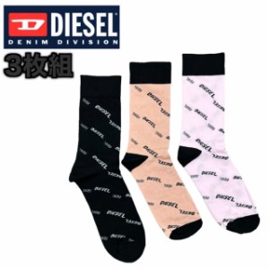 ディーゼル Diesel ソックス 靴下 00SAYJ-0KHAG-E6458 3枚組 ロングソックス メンズ レディース ロゴ Mサイズ DIESEL SKM-RAY-THREEPACK 