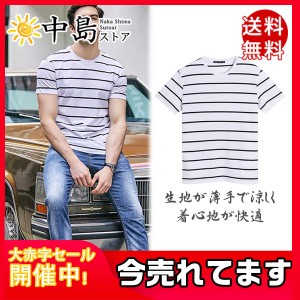 送料無料 Tシャツ 半袖 メンズ ボーダーカットソー クルーネック 部屋着 冷感 通気 無地 吸汗速乾 メンズ 冷感 半袖 スウェット夏 涼しい