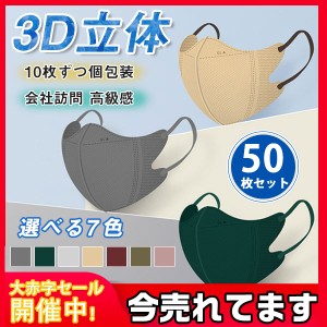 マスク カラーマスク 50枚 3D立体 ビジネス 会議 来客 小顔効果 小顔マスク 防塵 3層構造 立体 蒸れない おしゃれ 会社