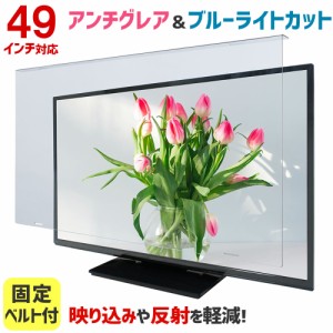 アンチグレア ブルーライトカット 液晶テレビ保護パネル 49インチ 49型 固定ベルト付 49AG2【3mm厚】【カット率37.8％】【ノングレア 液