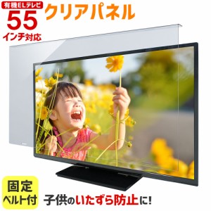 液晶テレビ保護パネル 55インチ 55型 クリアパネル 固定ベルト付 TGCL-55-EL【3mm厚】【液晶テレビ 保護パネル 液晶保護パネル テレビ保