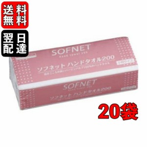 ペーパータオル 業務用 クレシア ハンドタオル ソフネット 小判 200枚入 × 20パック クレシアハンドタオル ペーパー 日本製紙クレシア 