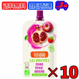 ヴィタビオ スーパーフルーツ アップル ストロベリー ザクロ 120g ×10 有機 有機果実 果実 フルーツ スムージー 無添加 オーガニック 無