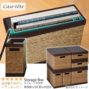 Case tete スリム ブラウン 収納ボックス フタ付き おしゃれ 収納box 縦型 かご バスケット 小物入れ カラーボックス シンプル デザイン 