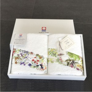 潤いのタオル mone おしゃれな花柄 日本製 今治 タオル 34cm x 90cm モネ フェイスタオル ２枚セット ギフトボックス入り 実用的なプレゼ