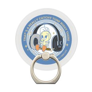 ルーニーテューンズ スマホリング MagSafe対応 マグセーフ マグネット 貼付け トゥイーティー ヘッドホン キャラクター グッズ スマホ 携