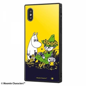 iPhone XS/X 耐衝撃ケース ムーミン お花畑 ハイブリッドカバー KAKU スクエア 四角 キャラ おしゃれ かわいい 可愛い イングレム IQ-AP2