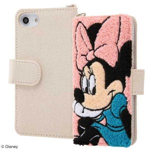 iPhone SE(第2世代)/8/7/6s/6 手帳型ケース ディズニー ミニー サガラ刺繍 カバー 帆布 鏡 カードポケット かわいい おしゃれ IN-DP7S6SG